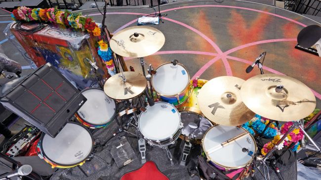 Will and his awesome drum set! Will Champion of Coldplay.